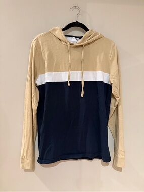 Denim & Flower Striped Hoodie Sweatshirt